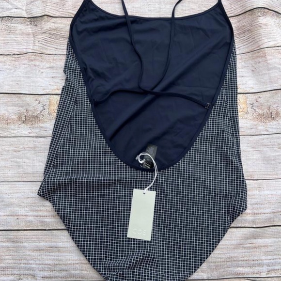 NEW COS Grid Check Scoop Neck Crossover Swimsuit One Piece 10 - Picture 2 of 5